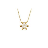 14K Solid Gold Solitaire Necklace