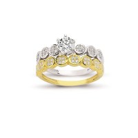 14K Solid Gold Solitaire With Band Engagement Wedding Ring Set