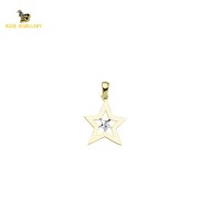 14K Solid Gold Star Charm Pendant