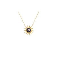 14K Solid Gold Sun Necklace