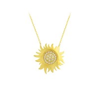 14K Solid Gold Sun Necklace