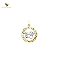 14K Solid Gold Taurus Charm Pendant