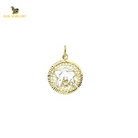 14K Solid Gold Taurus Charm Pendant