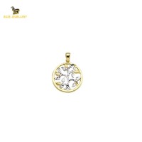 14K Solid Gold Tree Charm Pendant