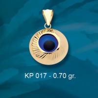 14K Solid Gold Evil Eye Good Luck Charm Pendant