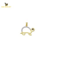 14K Solid Gold Turtle Charm Pendant