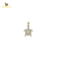 14K Solid Gold Turtle Charm Pendant