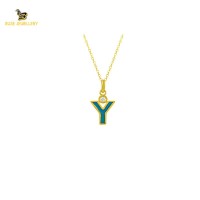 14K Solid Gold Y Letter Necklace