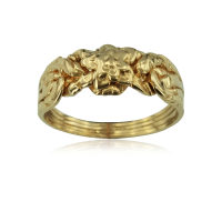 14K Solid Yellow Gold Rose Puzzle Ring