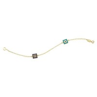 14K Solid Yellow Gold Turkish Evil Eye Bracelet