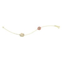 14K Solid Yellow Gold Turkish Evil Eye Bracelet