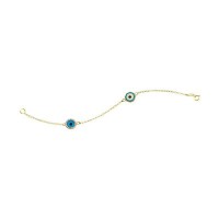 14K Solid Yellow Gold Turkish Evil Eye Bracelet