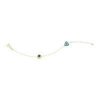 14K Solid Yellow Gold Turkish Evil Eye Bracelet