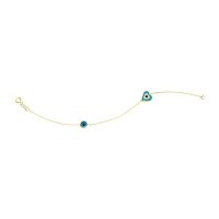 14K Solid Yellow Gold Turkish Evil Eye Bracelet