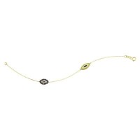 14K Solid Yellow Gold Turkish Evil Eye Bracelet