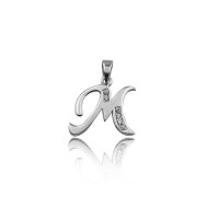 925 K Sterling Silver Personalized Letter M Necklace