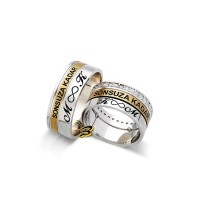 925K Silver Custom Initial Infinity Wedding Band Ring Set