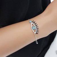 925K Silver Turkish White Evil Eye Lash Bracelet