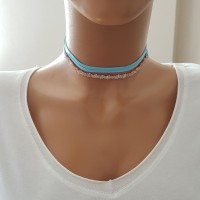 925K Sterling Silver Baguette Choker Necklace