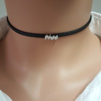 925K Sterling Silver Baguette Choker Necklace