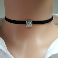 925K Sterling Silver Baguette Choker Necklace