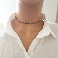 925K Sterling Silver Baguette Choker Necklace