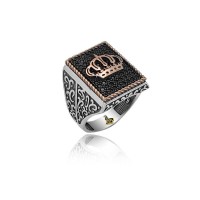 925K Sterling Silver Crown Men Ring