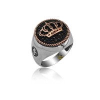 925K Sterling Silver Crown Men Ring