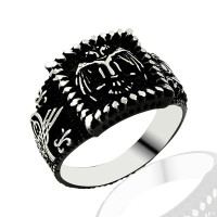 925K Sterling Silver Double Head Eagle Men Ring