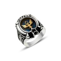 925K Sterling Silver Double Head Eagle Men Ring