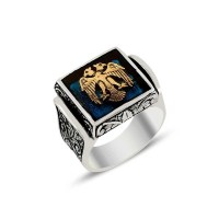 925K Sterling Silver Double Head Eagle Men Ring