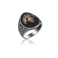 925K Sterling Silver Double Head Eagle Men Ring