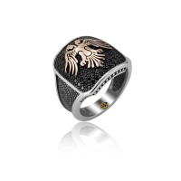 925K Sterling Silver Double Head Eagle Men Ring