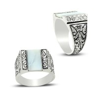 925K Sterling Silver Handmade Mother Of Pearl Men Ring