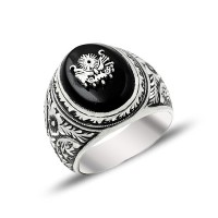 925K Sterling Silver Handmade Ottoman Arms Men Ring