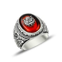 925K Sterling Silver Handmade Ottoman Arms Men Ring