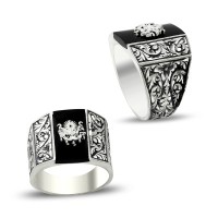 925K Sterling Silver Handmade Ottoman Arms Men Ring