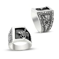 925K Sterling Silver Handmade Ottoman Tugra Men Ring