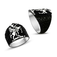 925K Sterling Silver Knıght Men Ring