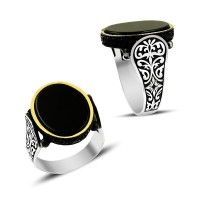 925K Sterling Silver Onyx Men Ring