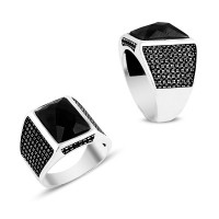 925K Sterling Silver Onyx Men Ring