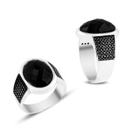 925K Sterling Silver Onyx Men Ring