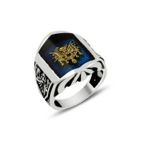 925K Sterling Silver Ottoman Arms Men Ring