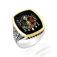 925K Sterling Silver Ottoman Arms Men Ring