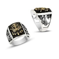 925K Sterling Silver Ottoman Arms Men Ring