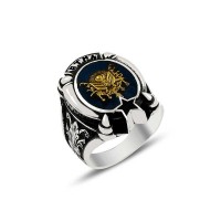 925K Sterling Silver Ottoman Arms Men Ring