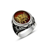 925K Sterling Silver Ottoman Arms Men Ring