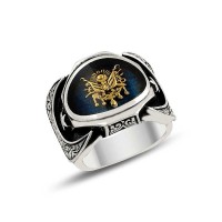 925K Sterling Silver Ottoman Arms Men Ring