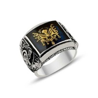 925K Sterling Silver Ottoman Arms Men Ring