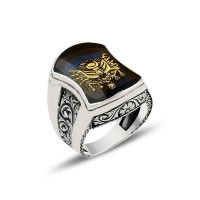 925K Sterling Silver Ottoman Arms Men Ring